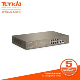 Tenda TEG5310P-8-150W L3 Managed PoE Switch / 8 Gigabit PoE port + 1 Gigabit port + 1SFP Uplink port