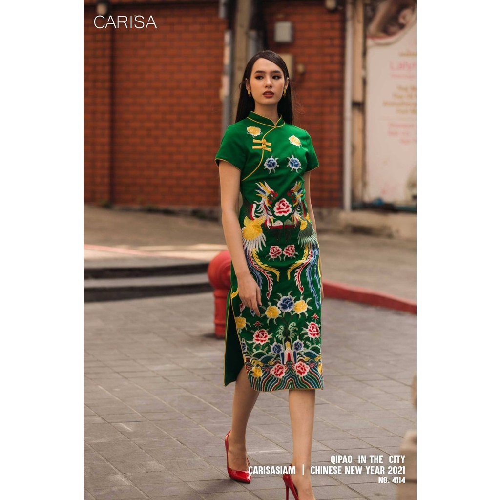 Carisa ชุดเดรส กี่เพ้า ชุดจีน ปักลายหงษ์ทั้งตัว งานสวยหรูพรีเมี่ยม ผ่าข้างทั้งสองข้าง มีซิปหลัง ซับใน [4114] - รูปที่ 7