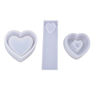 time* Crystal Epoxy Resin Mold Heart Shaped Box Hollow Pendant Bookmark Silicone Mould