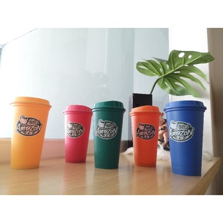 ขายเป็น​ Set ครบ​ 5 ใบ แก้ว Amazon อเมซอน COLORFUL REUSABLE CUP ขนาด 16 ออนซ์