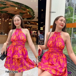 เดรสสั้น ทรงเว้าหลัง เอวจับจีบย่น ซิปหลัง ทรงผูกโบว์คอปรับรูดเอง