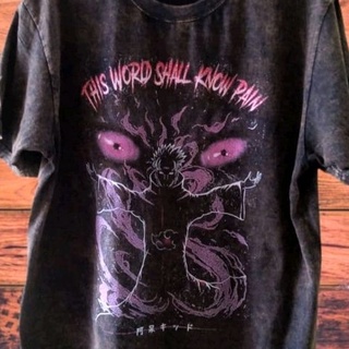 เสื้อยืด โอเวอร์ไซซ์ พิมพ์ลายการ์ตูนอนิเมะ This World Shall Know Pain สไตล์วินเทจ สําหรับผู้ชาย และผู้หญิง