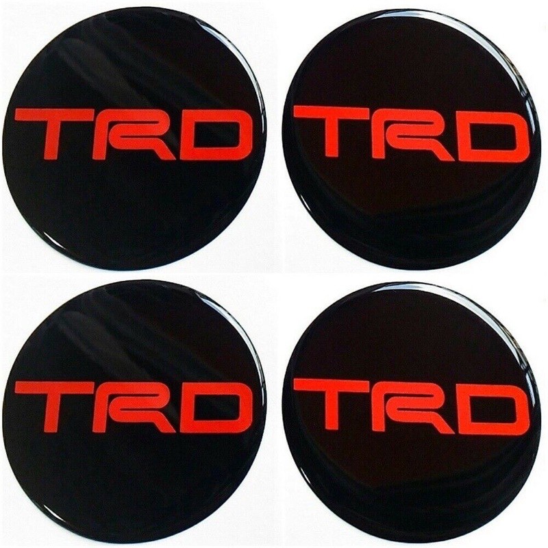 สติ๊กเกอร์ติดดุมล้อ TRD เรซิ่นเจล สติกเกอร์ฝาดุม 4 ชิ้น ขนาด 50 55 60 65 70 mm สีแดง ดำ สติ๊กเกอร์แต่งรถ ติดรถ Toyota