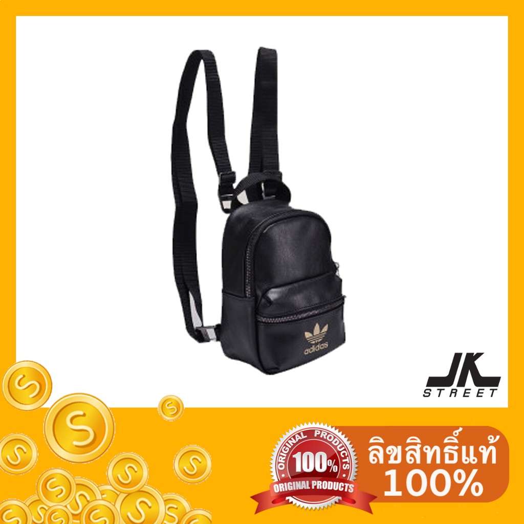 [SOLD OUT] กระเป๋าเป้  adidas Mini Backpack FL9629 หนังสีดำ Black ลิขสิทธิ์แท้ ป้ายช็อปไทย เป้