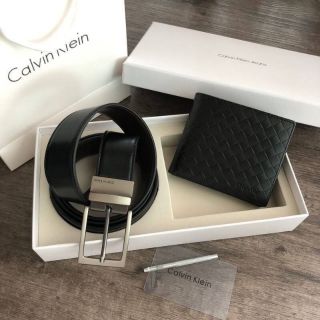 Calvin Klein Leather Belt &amp; Wallet Set