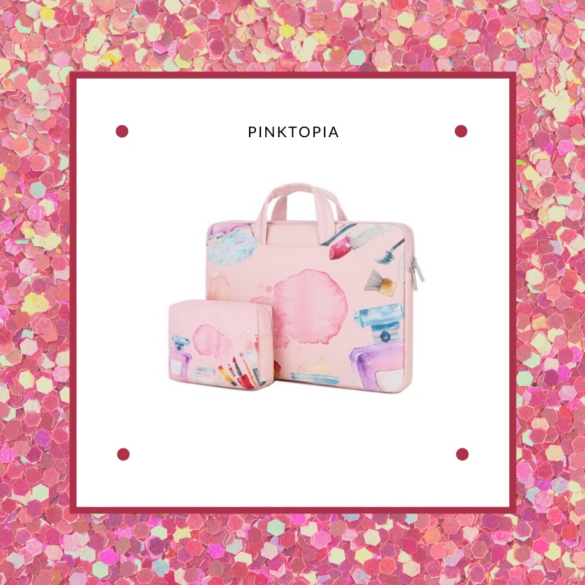 Pinktopia 2 in 1 Pink MacBook Bag Laptop Bag Laptop Sleeve with Mini Pouch Bag