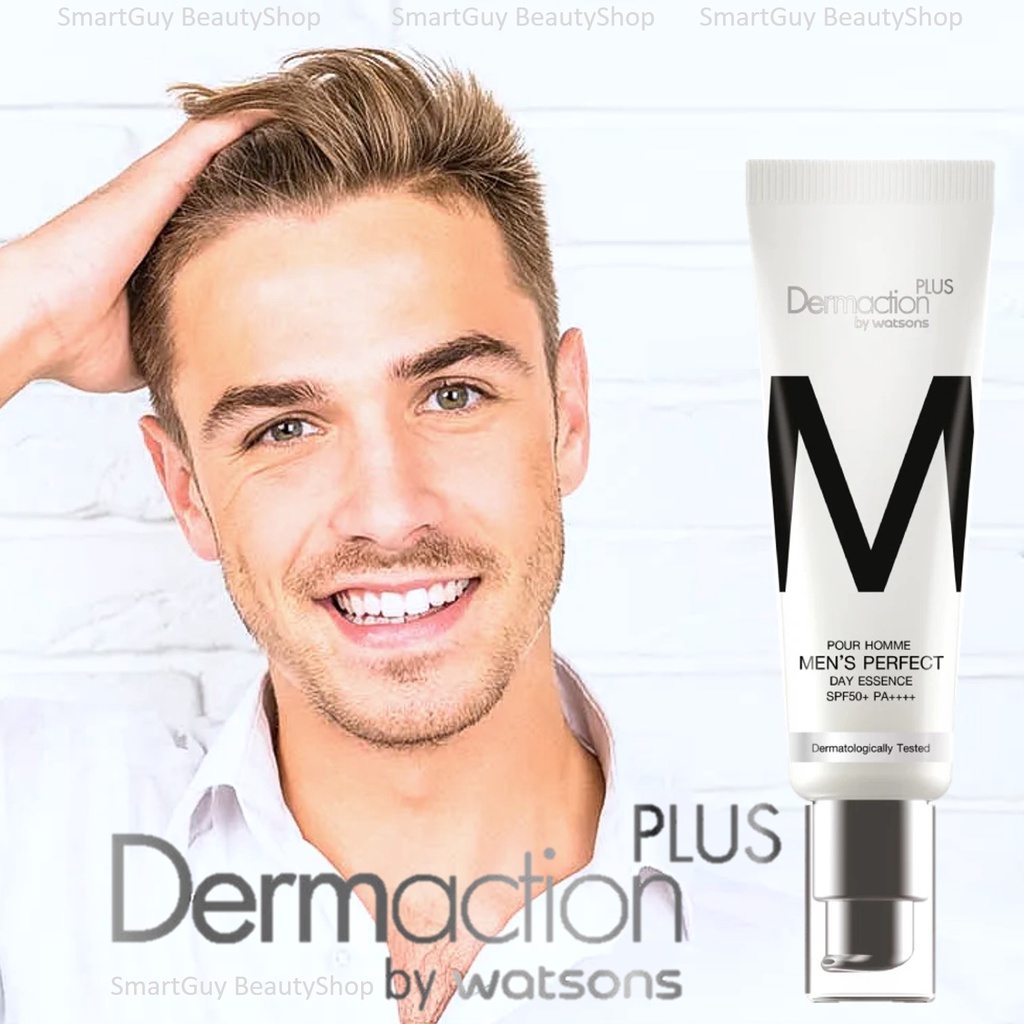 DERMACTION PLUS BY WATSONS Pour Homme Men’s Perfect Day Essence SPF50+ PA++++30ml ผลิตภัณฑ์กันแดดเนื