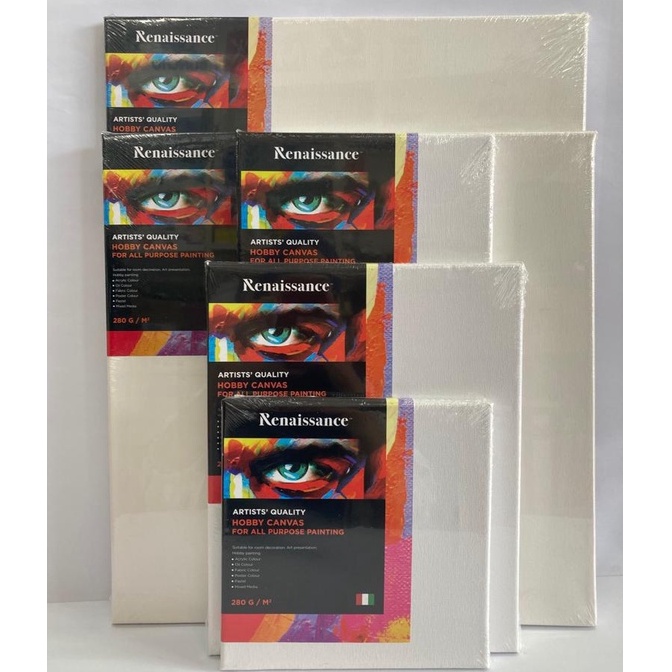 Renaissance 280gsm Stretched Canvas Artist Quality (ขนาดต่างๆสําหรับอะคริลิคและภาพวาดสีน้ํามัน)