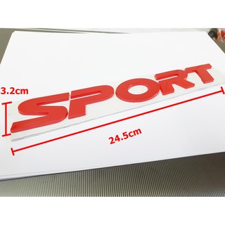 ป้ายตัวอักษรแบบแยก SPORT พลาสติกสีแดงขนาด 24.5x3.2cm มีเทปกาวสองหน้าด้านหลัง