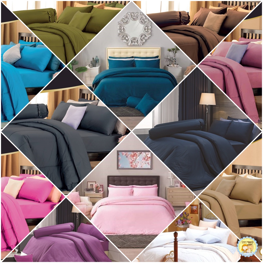 ครบชุด พร้อมผ้านวมสีพื้น กันไรฝุ่น ซาตินพรีเมียร์ ไม่มีรอยต่อ Satin Premier แท้ 3.5 5 6 ฟุต