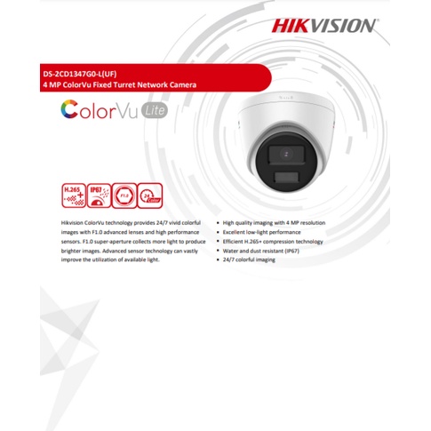 Hikvision Colorvu IP Camera 4 MP รุ่น DS-2CD1347G0-LUF(C) 2.8 2ตัว #5