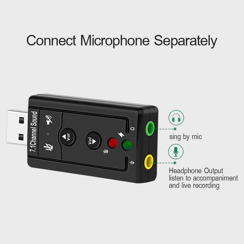 ซาวน์การ์ด USB 7.1 ฟรีการ์ดเสียงภายนอก
