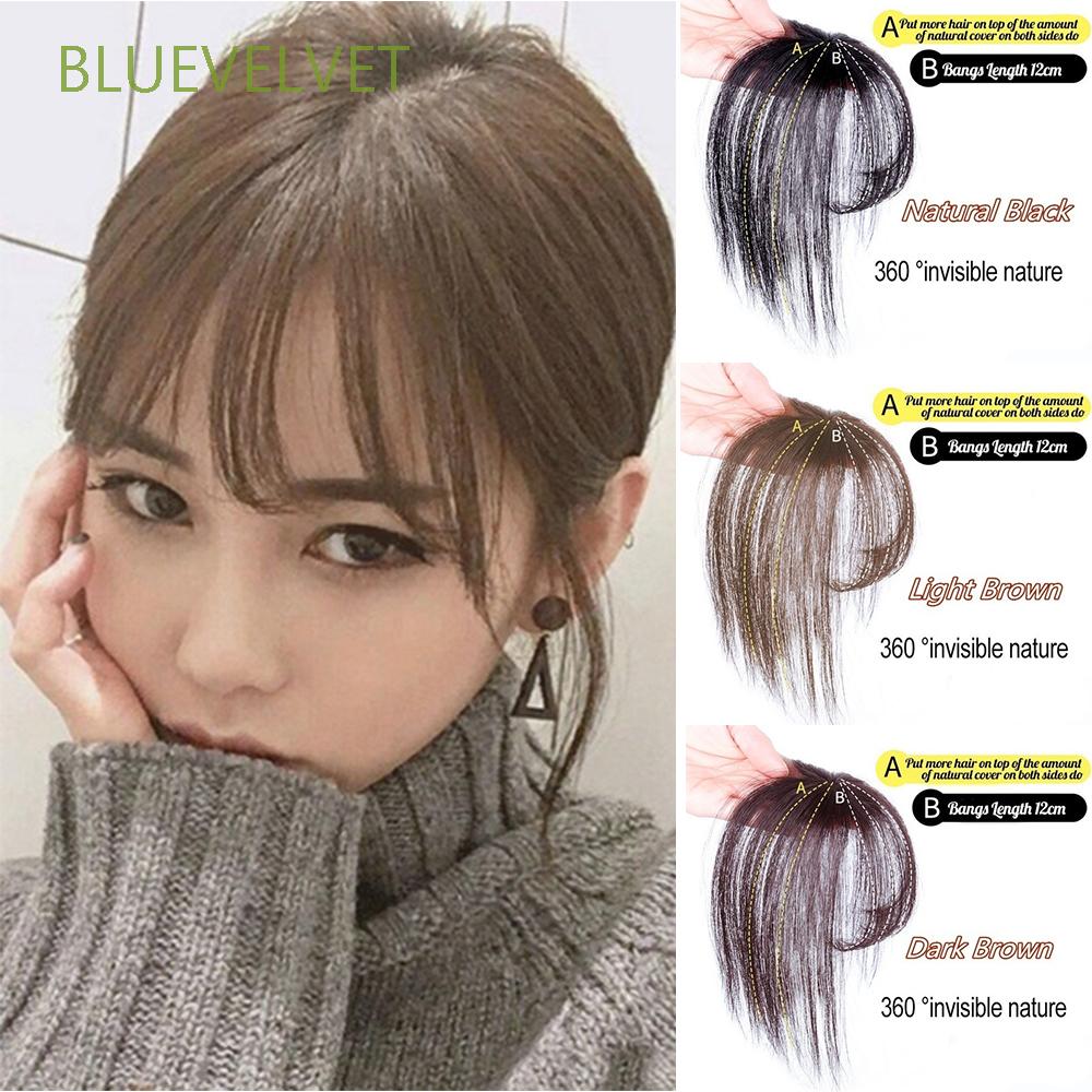 Air Bangs วิกผมหญิงจําลองผมปลอม Bangs น้ําหนักเบาธรรมชาติที่มองไม่เห็นไม่มีรอยต่อ Qi Bangs พร้อม Sideburns วิกผมชิ้น