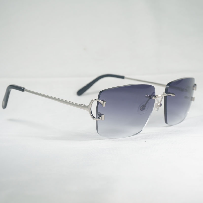 Vintage Rimless Square C Wire Sunglasses Men Oculos Shade Metal Frame ...