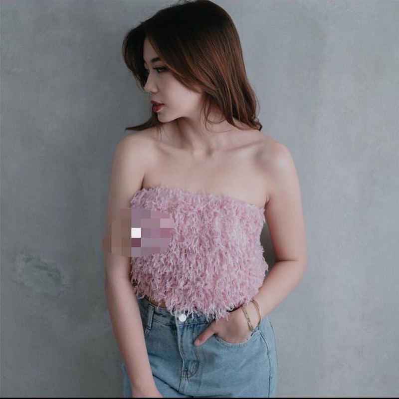 นําเข้า WOMENS FUR CROP TANKTOP
