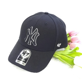 ของแท้ 100% จากอเมริกา หมวก NY 47 FORTY SEVEN Cap Hat 47 MVP ADJUSTABLE สีดำปักขาว US Imported