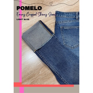 กางเกงยีนส์ POMELO สีอ่อน Emory Cropped Skinny Jeans - Light Blue มือสอง