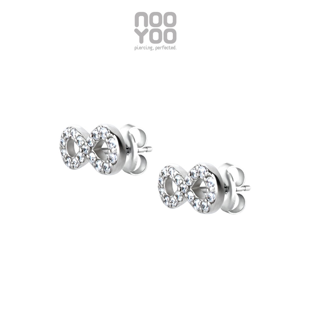 NooYoo ต่างหูสำหรับผิวแพ้ง่าย Infinity Cubic Zirconia