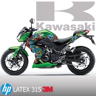 สติกเกอร์แต่งรถ Kawasaki Z300 Z250 ลายคาบูกิหน้ากากHannya เกรดปกติและแบบพิมพ์3M หลายตัวเลือก