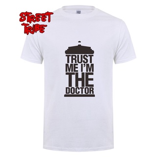 เสื้อยืดผ้าฝ้ายพิมพ์ลายแฟชั่นเสื้อยืดคอกลม ผ้าฝ้าย พิมพ์ลาย Doctor Who s new Trust Me Im the man แฟชั่นสําหรับผู้ชาย