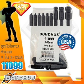 BONDHUS ชุดหัวไขควงหัวบอล 9 ชิ้น (มิล) 11099 ของแท้usa