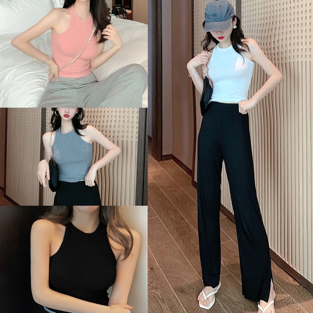 ราคาถูกที่สุด เสื้อกล้ามแขนเว้าลึก คอสูง 4 สี ผ้านิ่มยืด