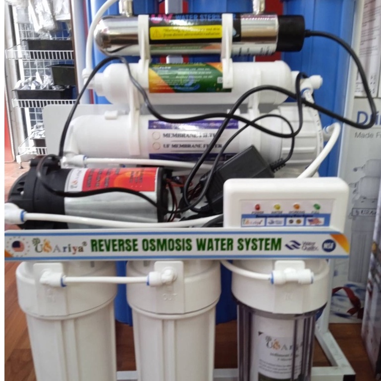 เครื่องกรองน้ำ RO UV 6ขั้นตอน USAriya คัดเกรดสินค้าคุณภาพสูง กรองสอาดมั่นใจ ได้มาตรฐาน กรองละเอียด 0.0001ไมครอน