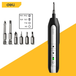 Deli ไขควงไฟฟ้าไร้สาย ไขควงไร้สาย ชุดไขควงไฟฟ้าไร้สาย 3.6V สว่านไขควงไร้สายพร้อมชุดดอกไขควง ชาร์จ USB