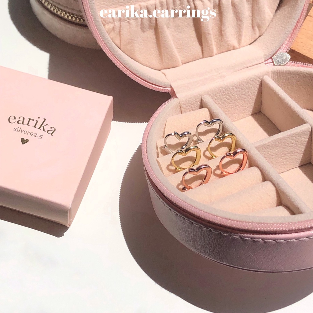 earika.earrings - Lev hoop (v.2) ต่างหูห่วงหัวใจก้านเงินแท้ชุบทองคำขาว/ทอง (มี 3 สี) เหมาะสำหรับคนแพ้ง่าย
