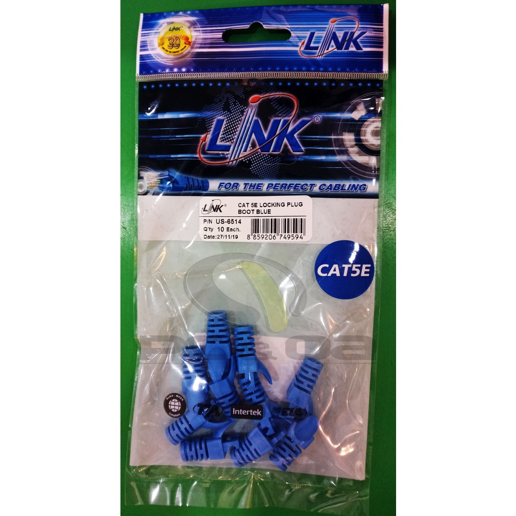 ปลอกหัว LAN CAT 5E/CAT6 LUCKING PLUG BOOT BLUE 10 EACH.