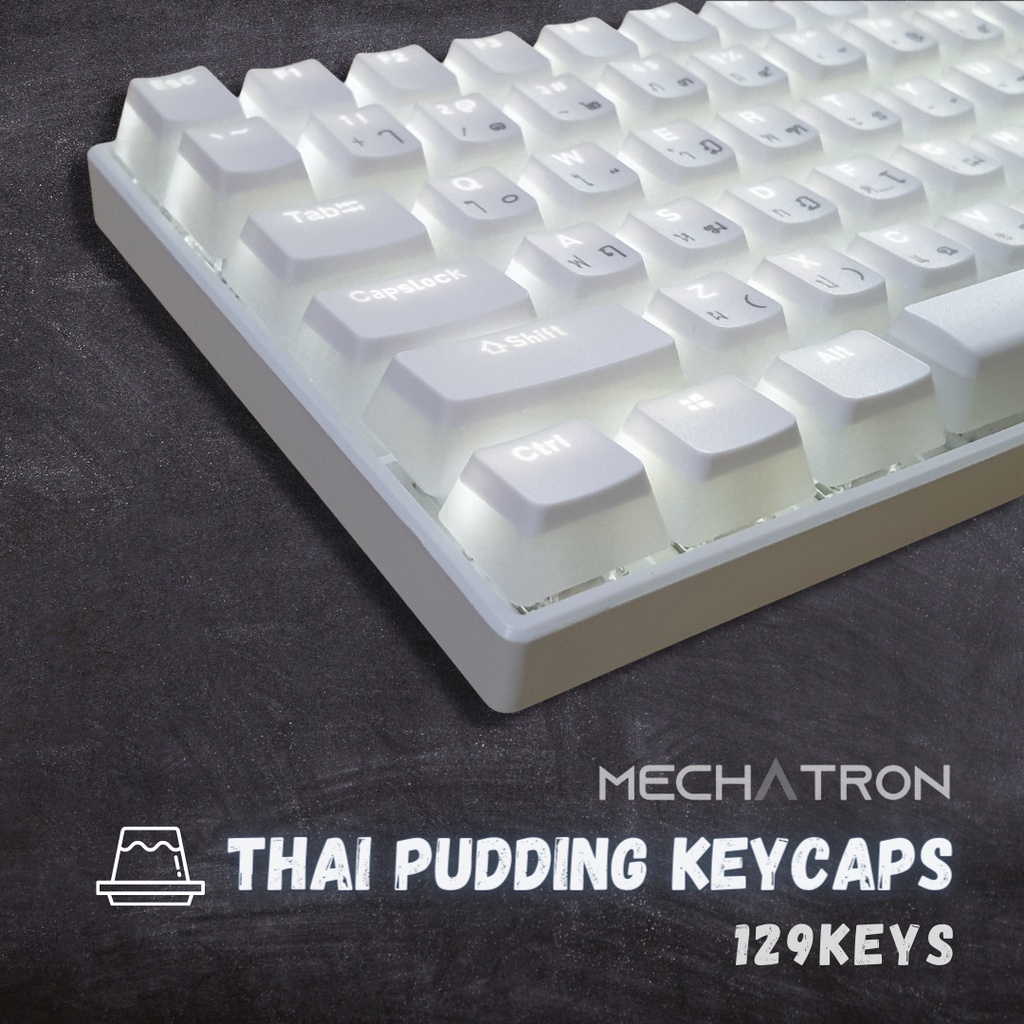 [Thai Keycaps] Pudding Keycap 129 Set ปุ่มคีย์แคปพุดดิ้ง ภาษาไทย PBT Double Shot 129 คีย์ Mechanical