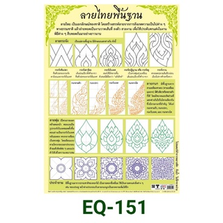 ลายไทยพื้นฐาน EQ -151 โปสเตอร์กระดาษ หุ้มพลาสติก 50*70 cm