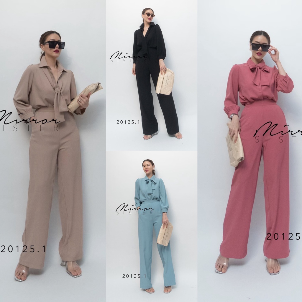 🏷Mirrorsister #20125.1 เซ็ทเสื้อ+กางเกง ชุดเซ็ตขายาว ชุดทำงาน ออกงาน เรียบหรู