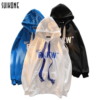 Suikone เสื้อผ้าผช เสื้อกันหนาวคู่แฟชั่น 2022 ฤดูใบไม้ร่วงใหม่หลวม hoodie หนาลำลองผู้ชายเวอร์ชั่นเกาหลี ins เสื้อกันหนาวมีฮู้ด