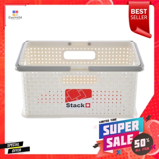 กล่องหูหิ้ว STACKO DW-220 29x19x13.3 ซม. สีขาวSTORAGE BOX WITH HANDLES STACKO DW-220 29X19X13.3CM WHITE