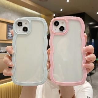 2 in 1 เคสโทรศัพท์มือถือ ซิลิโคนนุ่ม ใส กันกระแทก ลายคลื่น สีชมพู สีม่วง หรูหรา สําหรับ iPhone 11 12 13 Pro MAX X XR XS MAX 12Pro