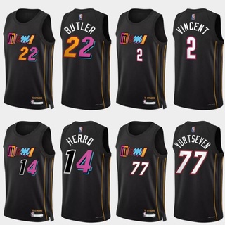 เสื้อกีฬาบาสเก็ตบอลแขนกุด ลาย HQ1 NBA Jersey Miami Heat Vincent Yurtsevev Herro Butler พลัสไซซ์ QH1