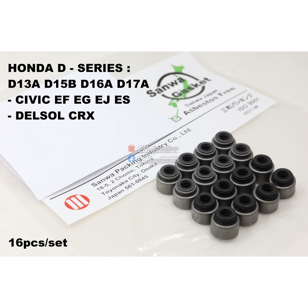 SANWA Japan Viton Valve Seal - Honda Civic EF EG ES CRX พร้อม D13A D15B D16A D16B D16Y D17A Sohc เคร