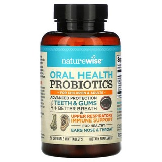 New⚡️PreOrder⚡️🇺🇸NatureWise, Oral Health Probiotics, For Children and Adults, Mint, 50 Chewable Tablets🇺🇸