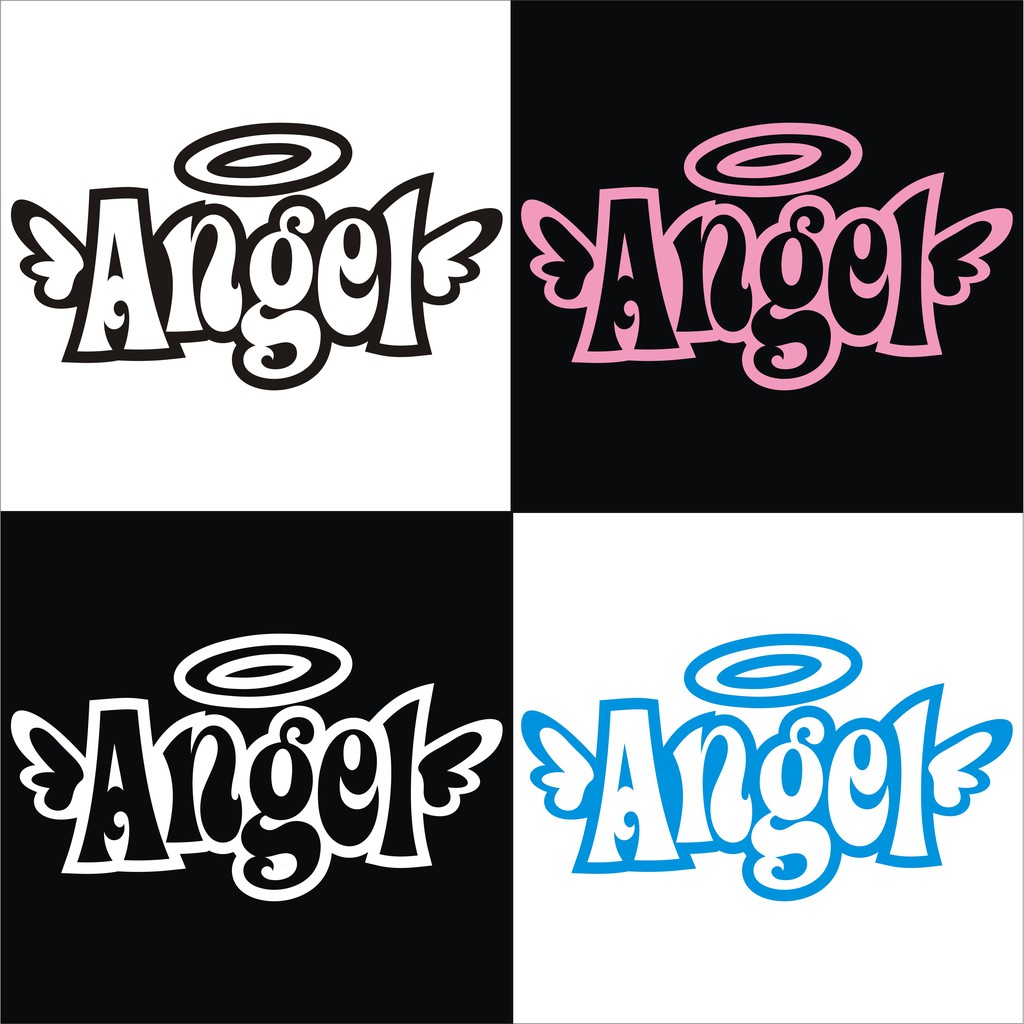สติกเกอร์ติดรถยนต์ angel สติกเกอร์ pvc กันน้ำ ขนาด 5.5 x 10 cm ราคา 19 บาท