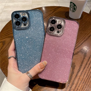 เคสโทรศัพท์มือถือแบบนิ่ม ใส แต่งกลิตเตอร์ ไล่โทนสี 6D หรูหรา สําหรับ iPhone 13 12 11 Pro MAX 7+ 8Plus SE XR XS MAX