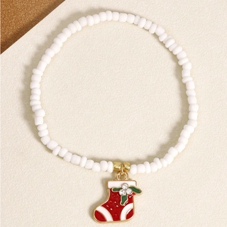 สร้อยข้อมือคริสมาสต์ Christmas Boot Charm Beaded Bracelet