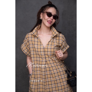 GinGHaM SHiRT DReSS•• เดรสเชิ้ตลายสก็อต ทรงเก๋!! แพทเทรินเบสิคเรียบง่ายแต่ใส่แล้วโก้ ดีเทลแขนสั้นพับเบิ้ล