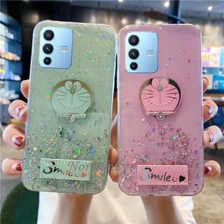 Ready Stock เคส New Casing VIVO V23 5G Cartoon Doraemon Glitter Sequins Phone Case Tpu Softcase Transparent Protective Cover เคสโทรศัพท์