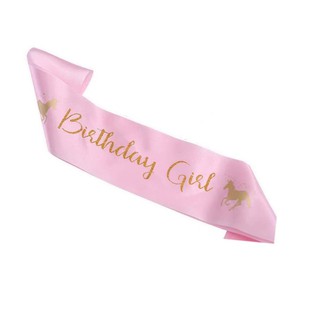 Birthday Girl Sash Pink Horse Happy Birthday Party Accessory Decor Party Favors