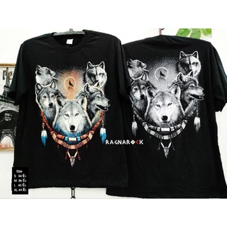 เสื้อยืดสกรีนฮาฟโทน 3D งานแท้!! แบรนด์Ragnarock ลายฝูงหมาป่า