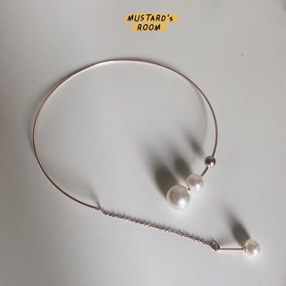 A half Necklace - สร้อยคอวงกลม ประดับมุกสี rose gold