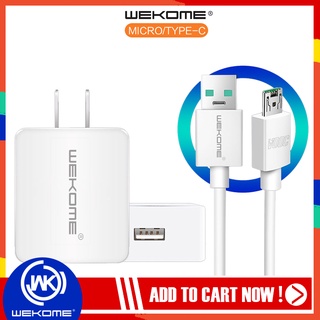 WEKOME Charger USB หัวชาร์จ อแดปเตอร์ (Adapter) 5V2A ปลั๊กชาร์จ,สายชาร์จรองรับ USB Micro,USB TypeC สินค้ามีรับประกัน