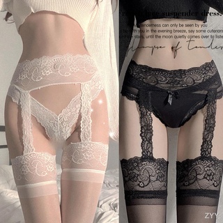 Sling-in-one ลูกไม้เหนือเข่าถุงน่องบางสีดำผ้าไหม garter เซ็กซี่ pantyhose bottoming ถุงเท้าผู้หญิง