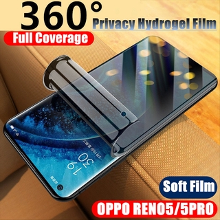 ฟิล์ม ป้องกันการแอบมอง ฟิล์มไฮโดรเจล สำหรับ OPPO Reno 5 Pro Reno5 5PRO 4G 5G ฟิล์มตัวป้องกันหน้าจอ แบบเต็มปก ฟิล์มนุ่ม Privacy Hydrogel Screen Protector Film